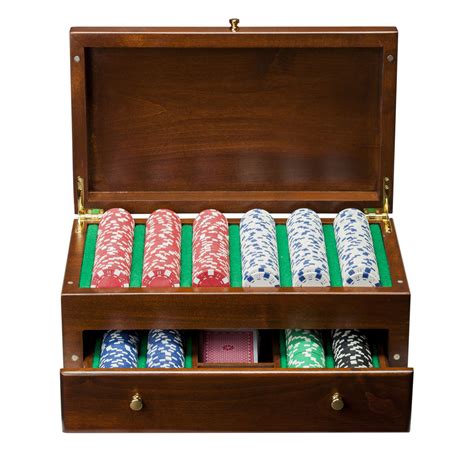 poker set wooden case